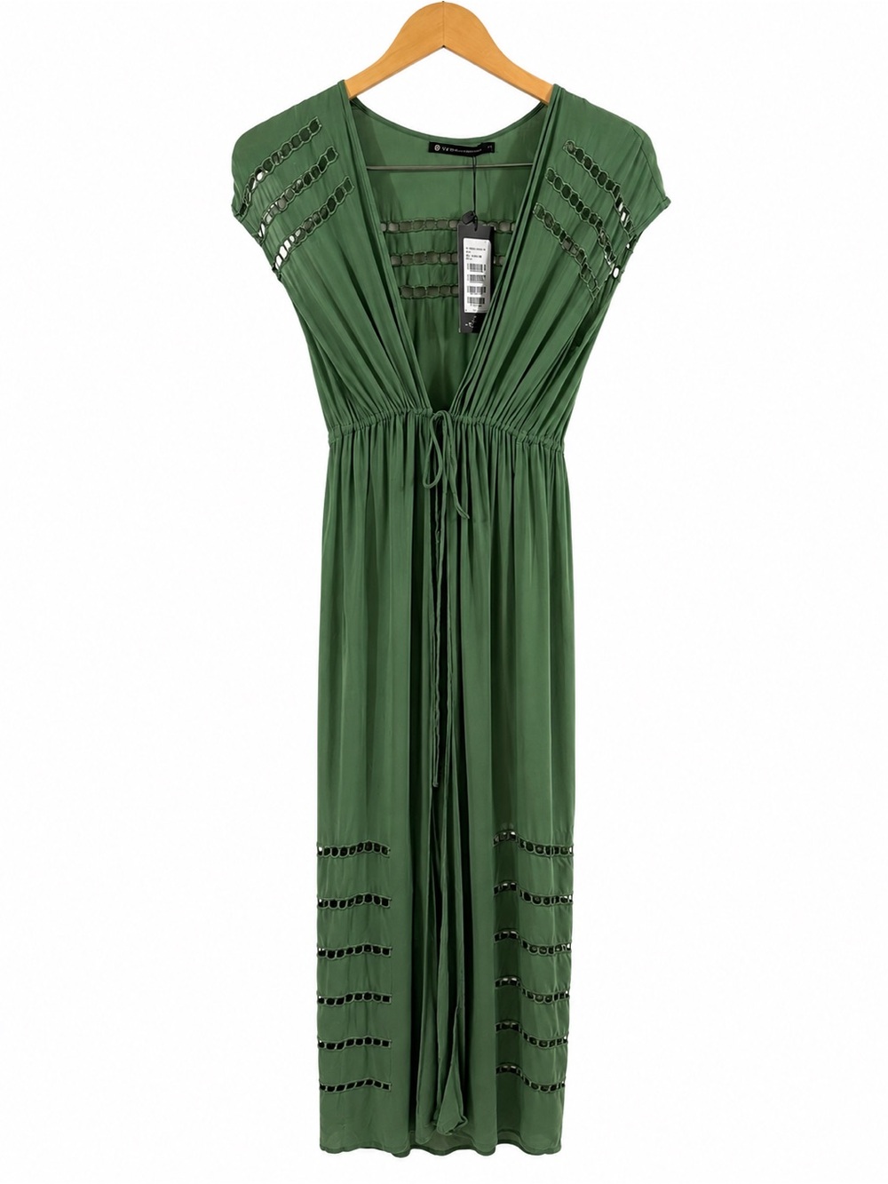 Vix Paula Hermanny Pamela Tie-Front Crochet-Trimmed Voile Kaftan